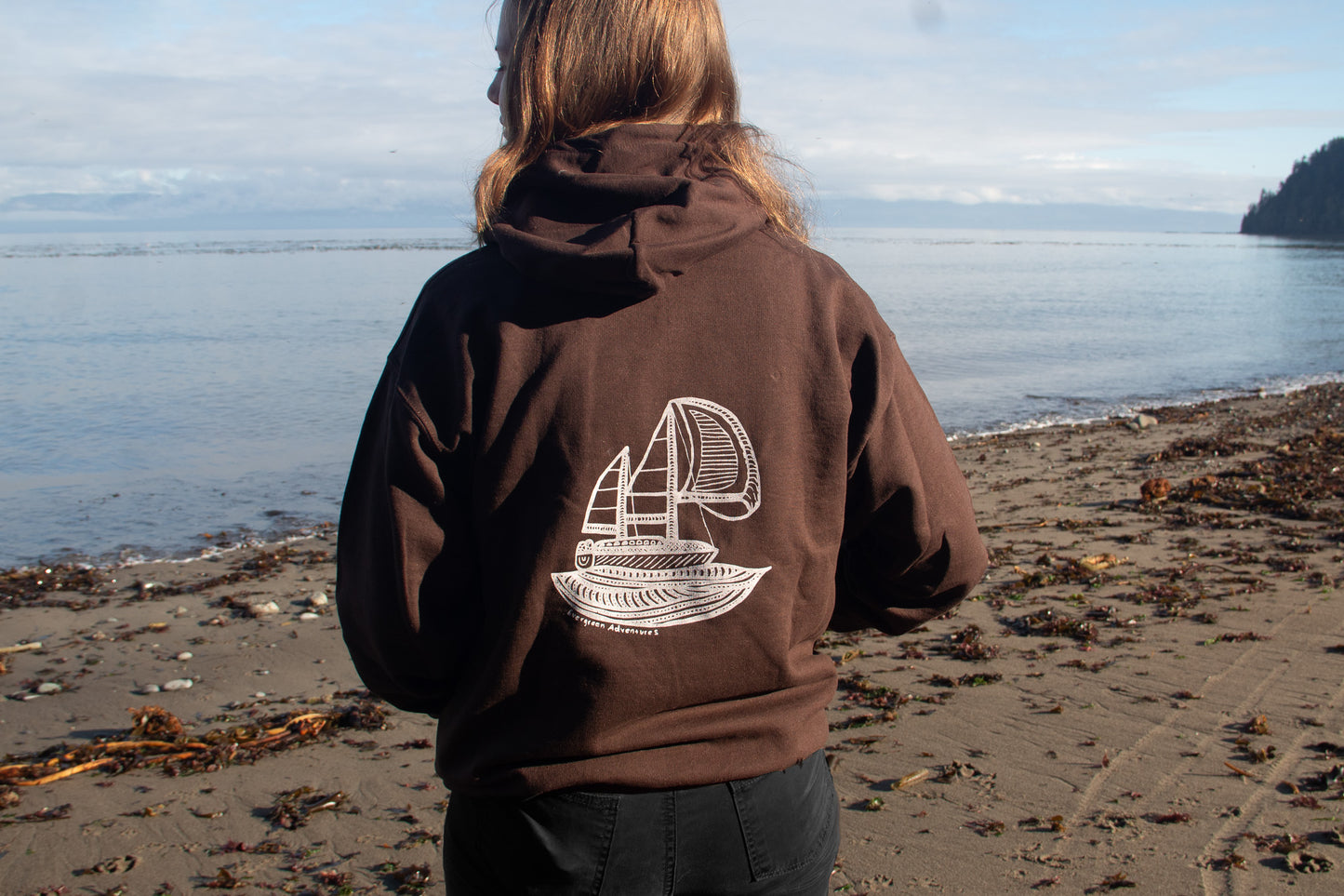 Brown Gildan Softstyle Sail Boat Hoodie
