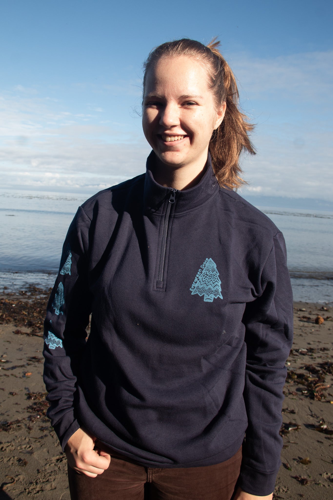 Navy Next Level Evergreen State Fleece Quarter Zip