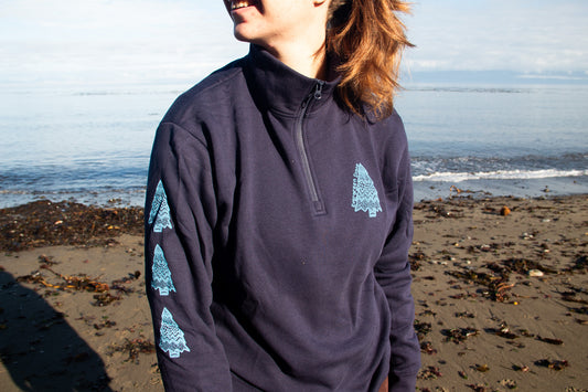 Navy Next Level Evergreen State Fleece Quarter Zip