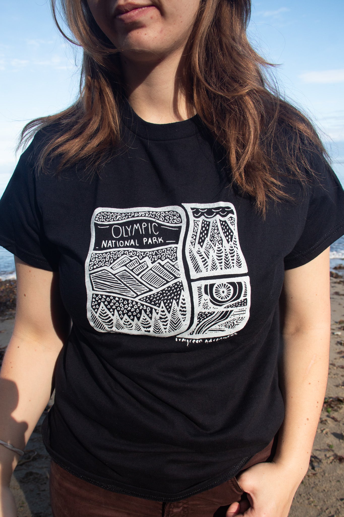 Black Gildan Softstyle Olympic National Park Landscapes Tshirt