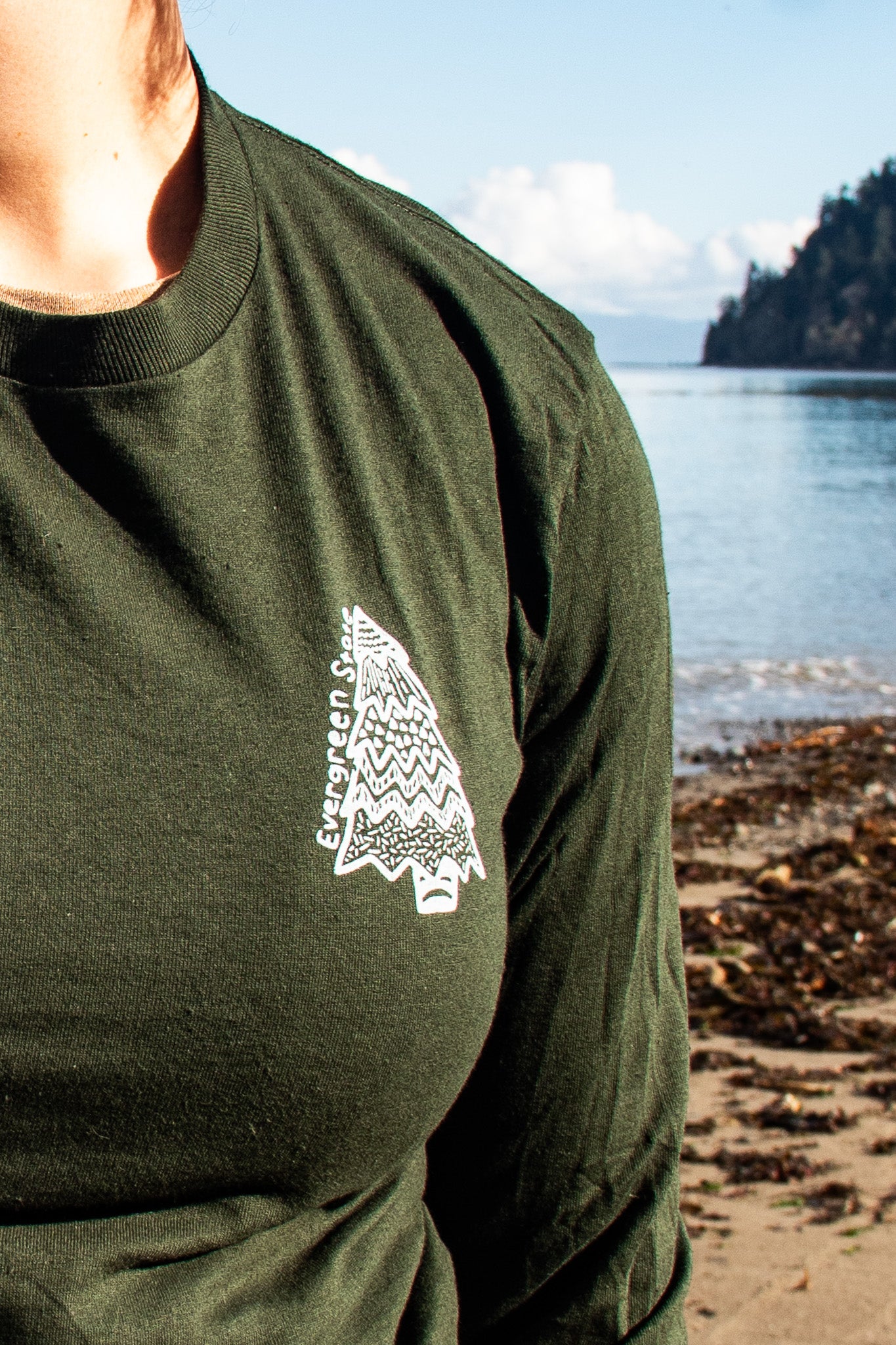 Green Gildan Evergreen State Long Sleeve Tshirt