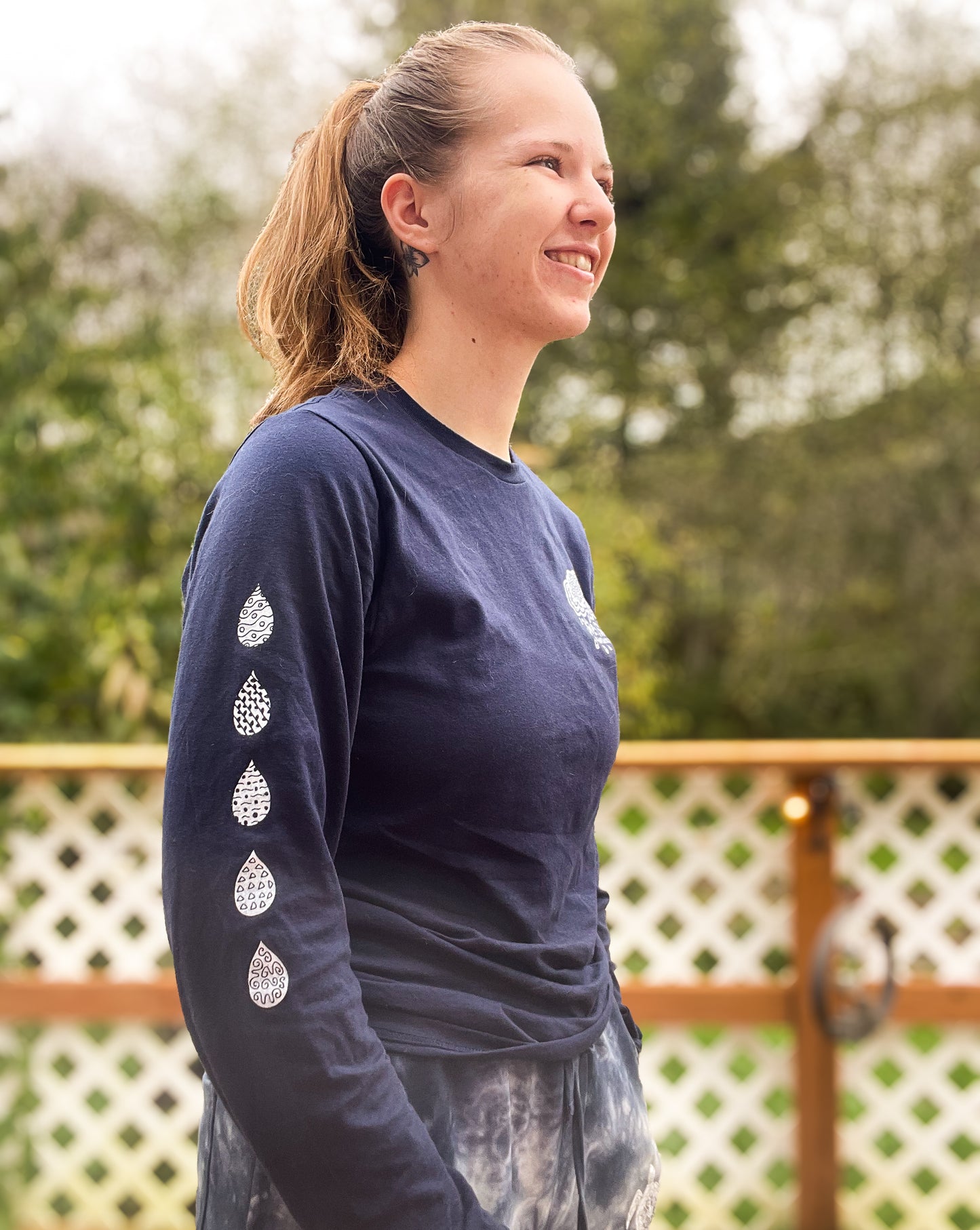 Navy Wet Side long sleeve T-shirt