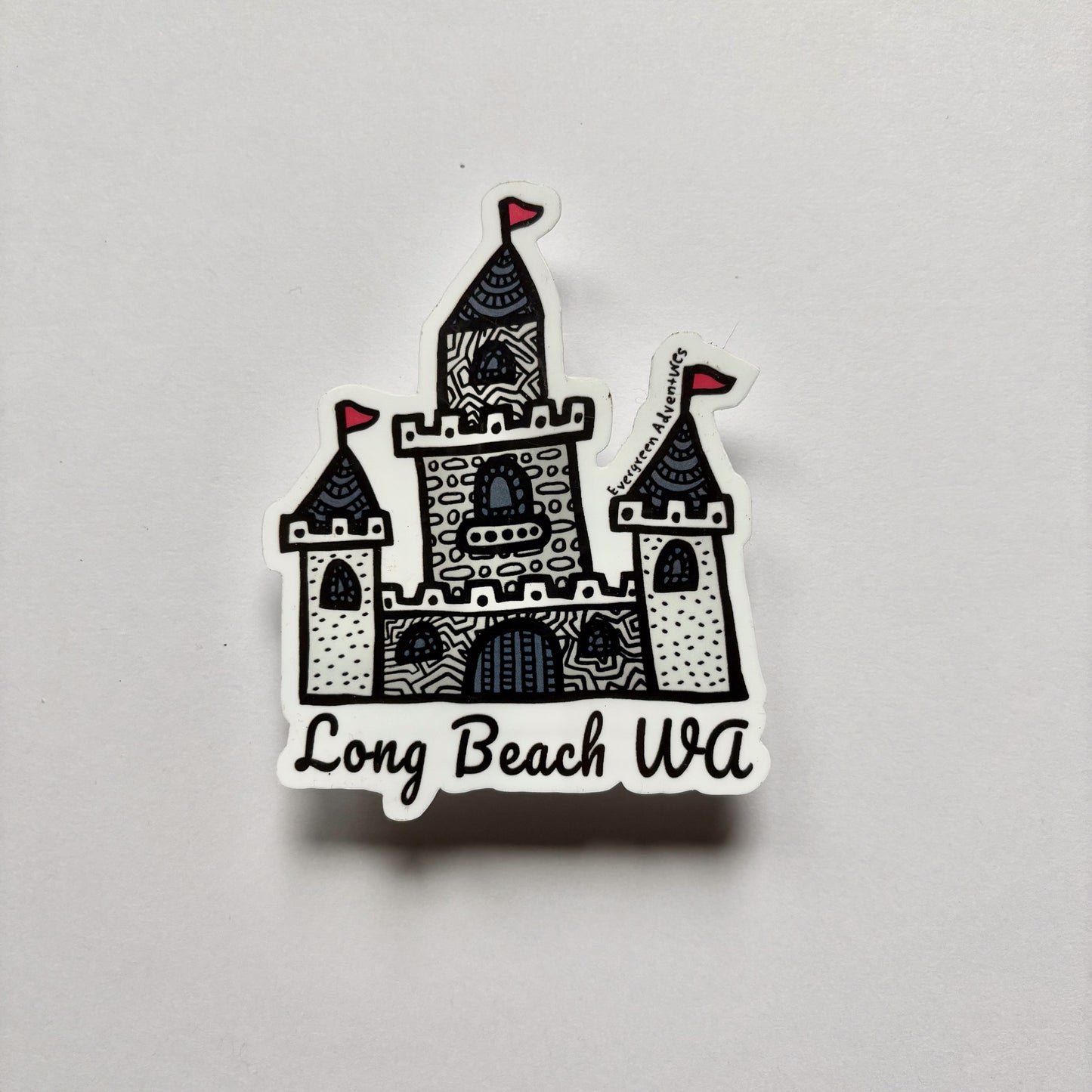 Long Beach Sand Castle Sticker/Magnet