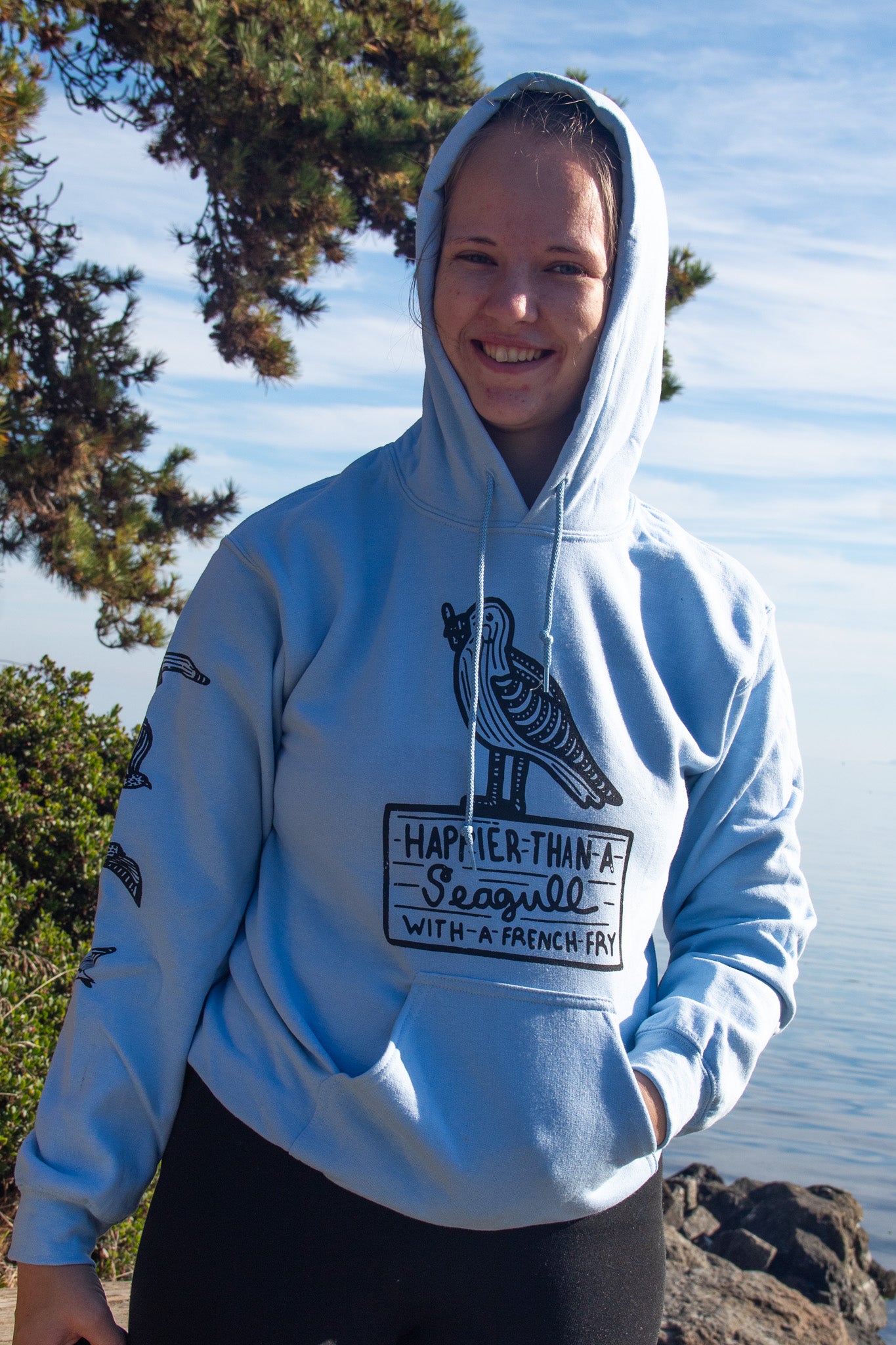 Blue Gildan Seagull Hoodie