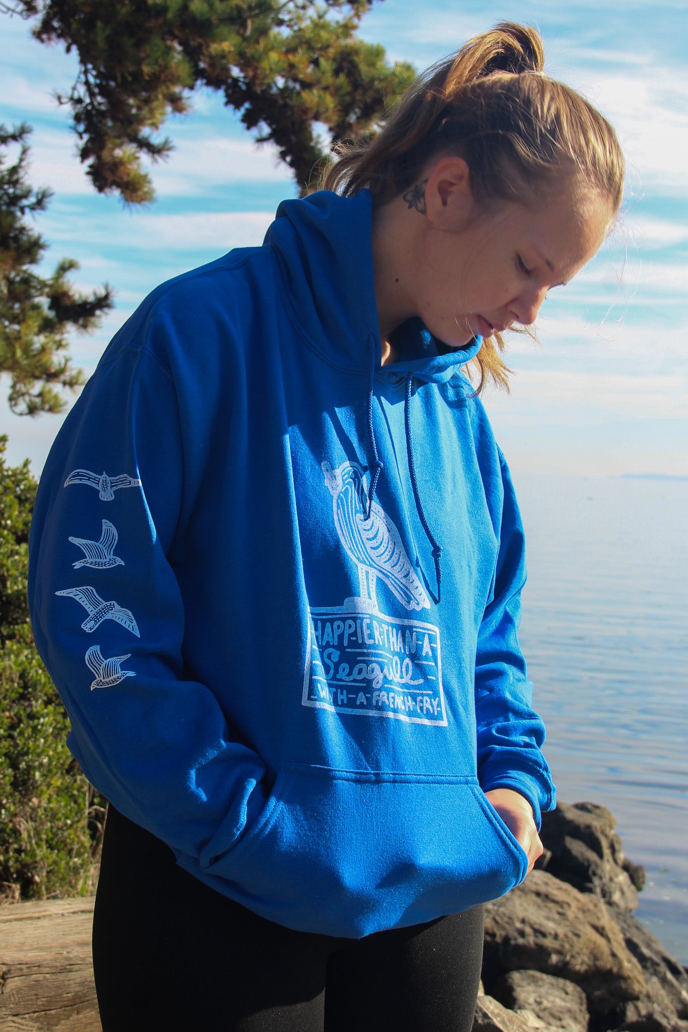 Blue Gildan Seagull Hoodie