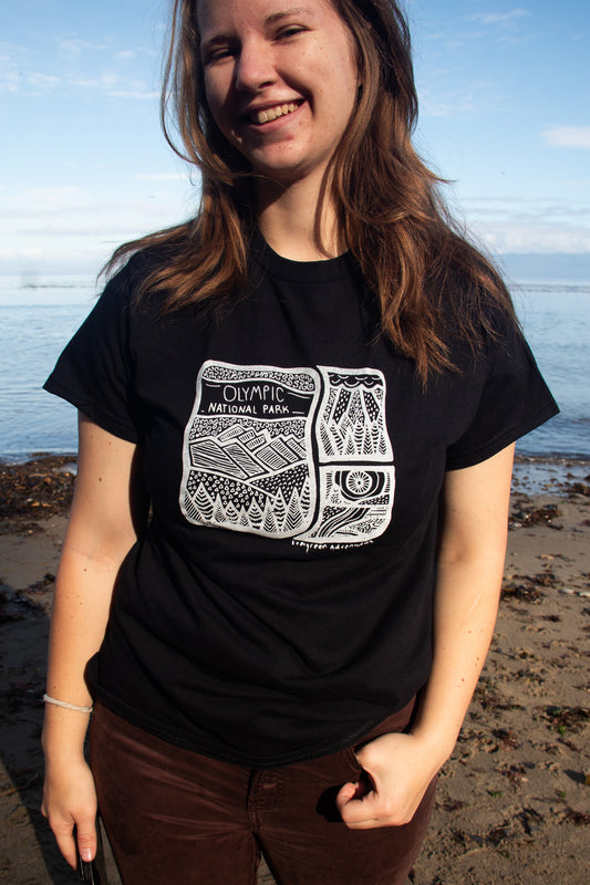 Black Gildan Softstyle Olympic National Park Landscapes Tshirt