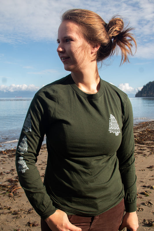 Green Gildan Evergreen State Long Sleeve Tshirt