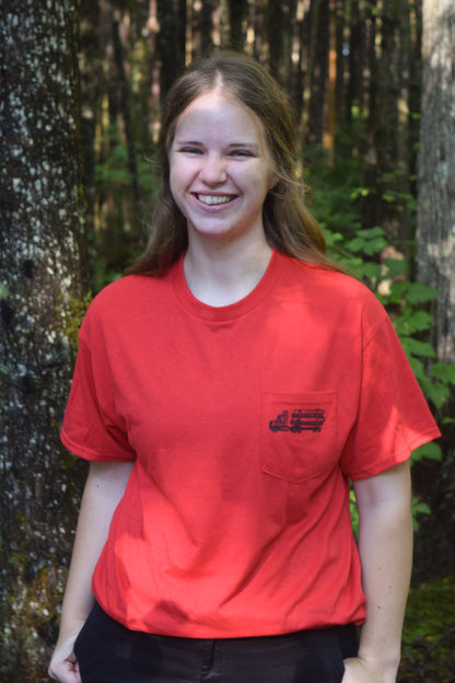 Red Log Truck Pocket T-shirt