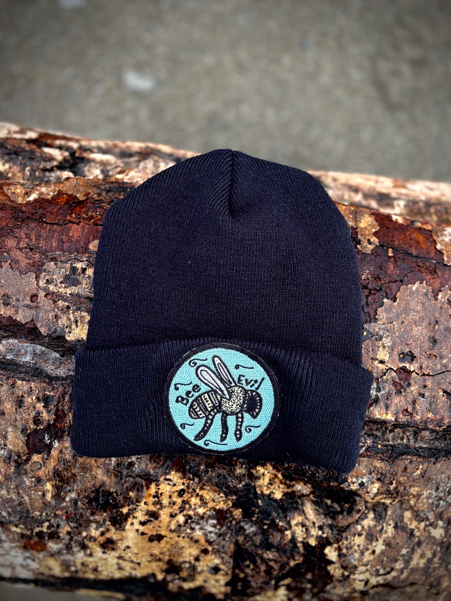 Bee Evil Black Knit Beanie