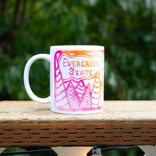 12oz Evergreen State mug Pink Gradient