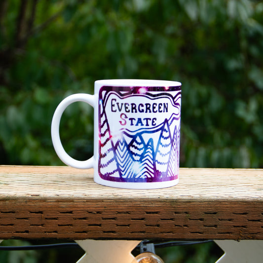 12oz Evergreen State Mug purple galaxy
