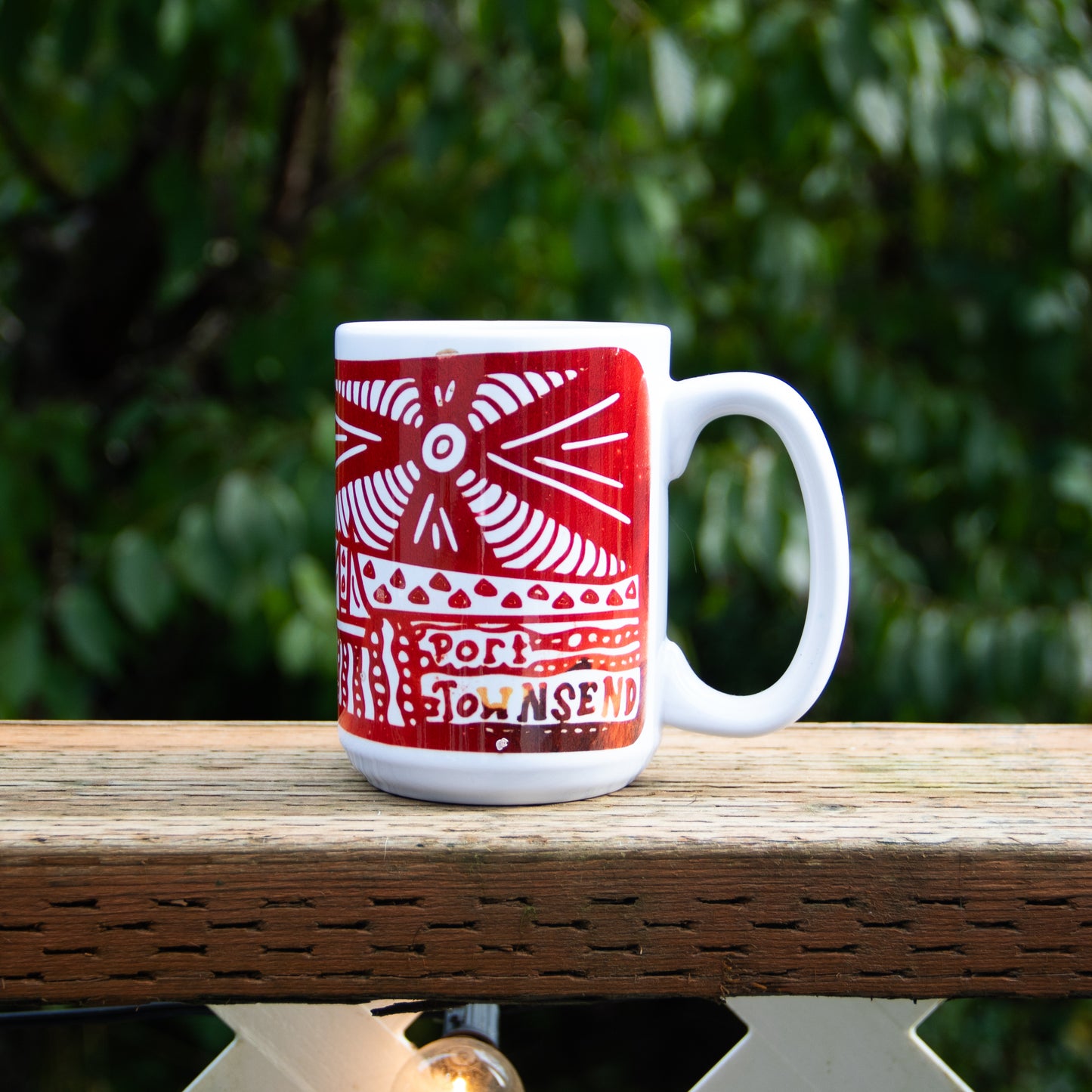 15oz mornings are better on the water mug red gradient