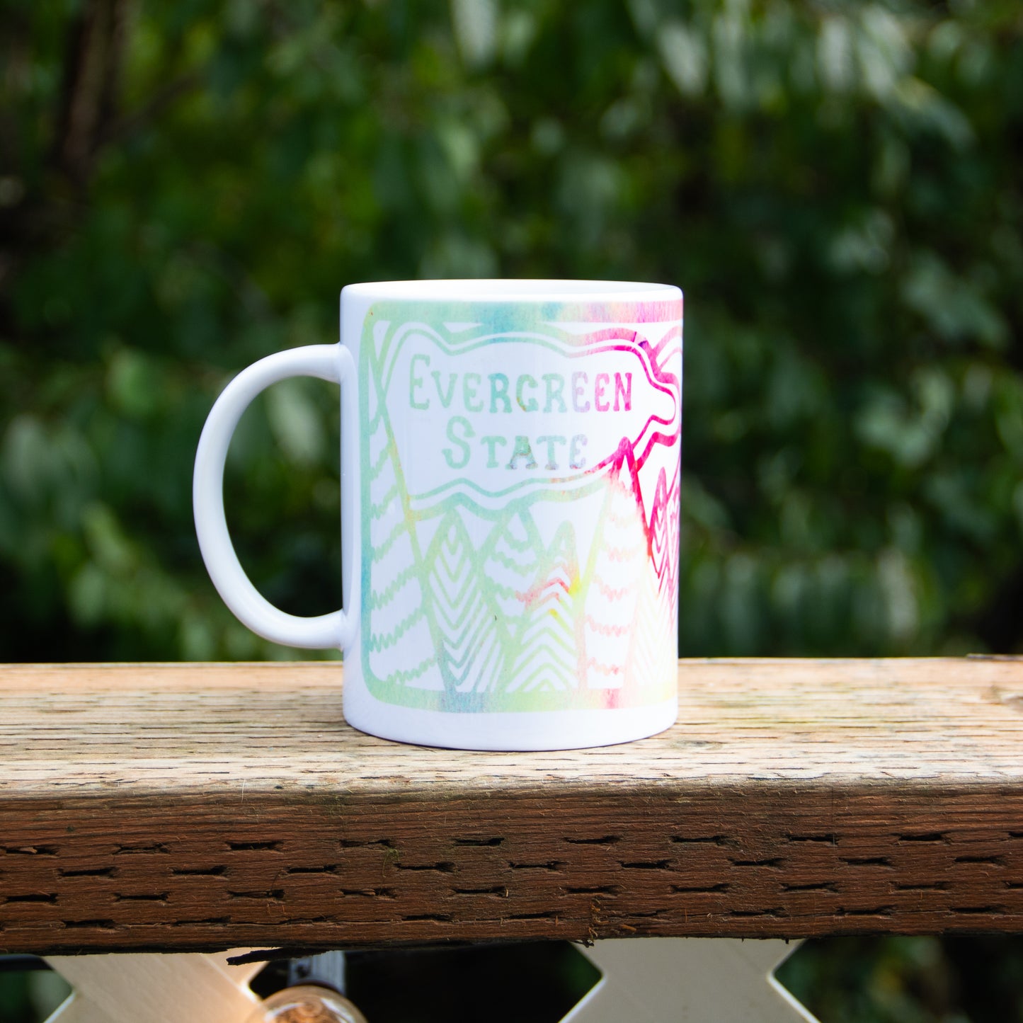 15oz Evergreen State Mug cotton candy watercolor