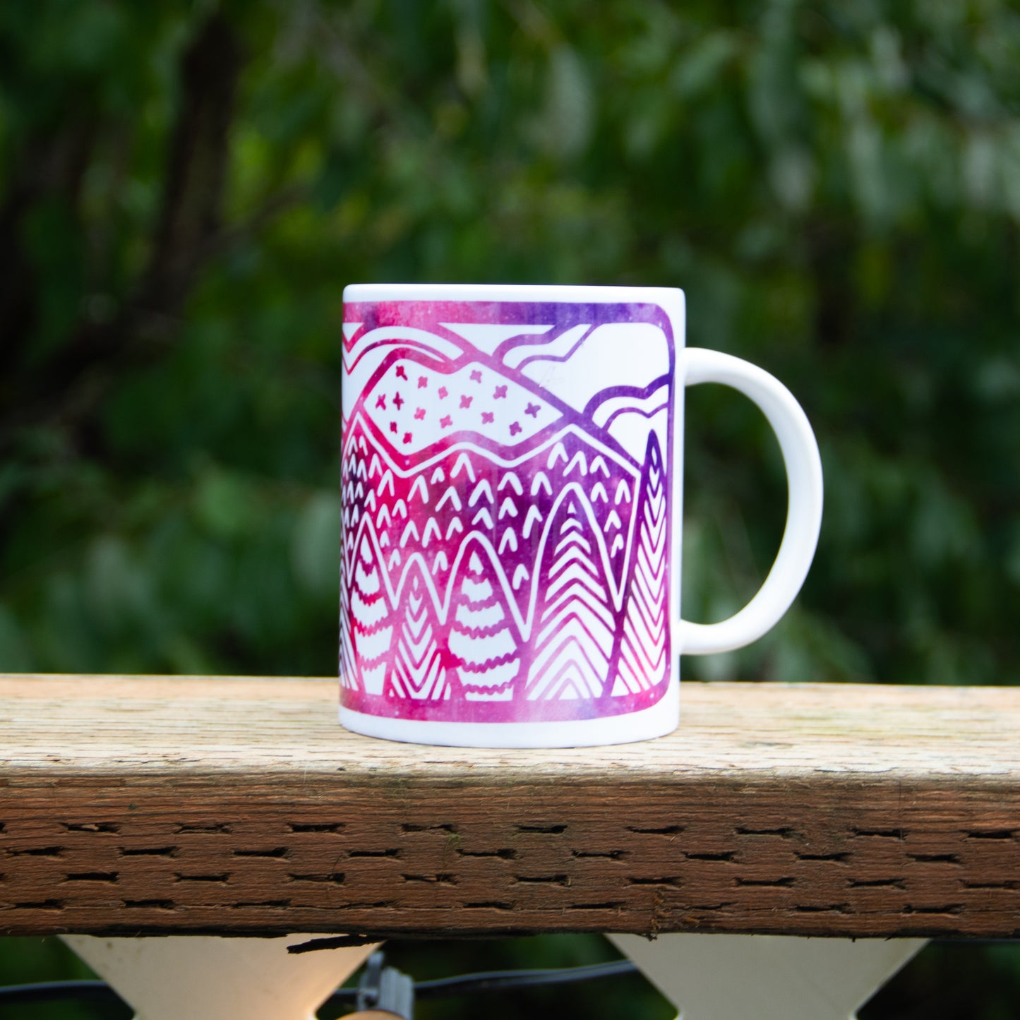 15oz Evergreen State Mug pink watercolor