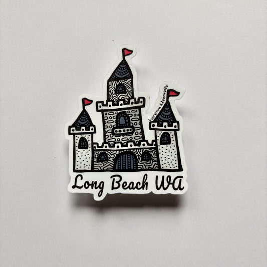 Long Beach Sand Castle Sticker/Magnet