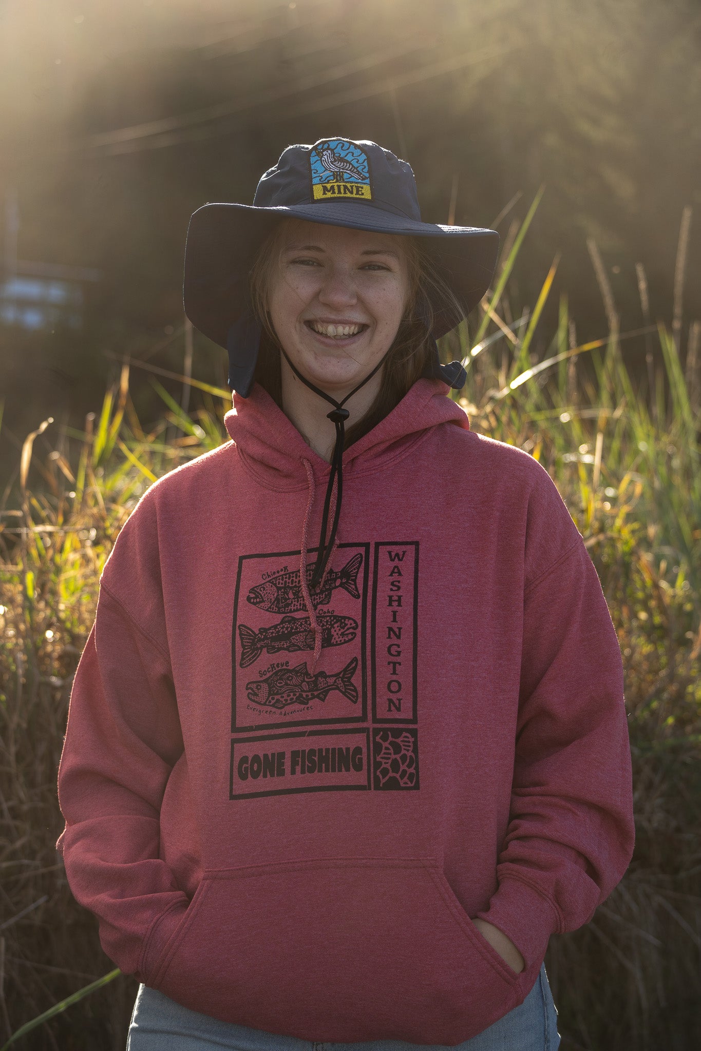 Gone Fishing Salmon Hoodie