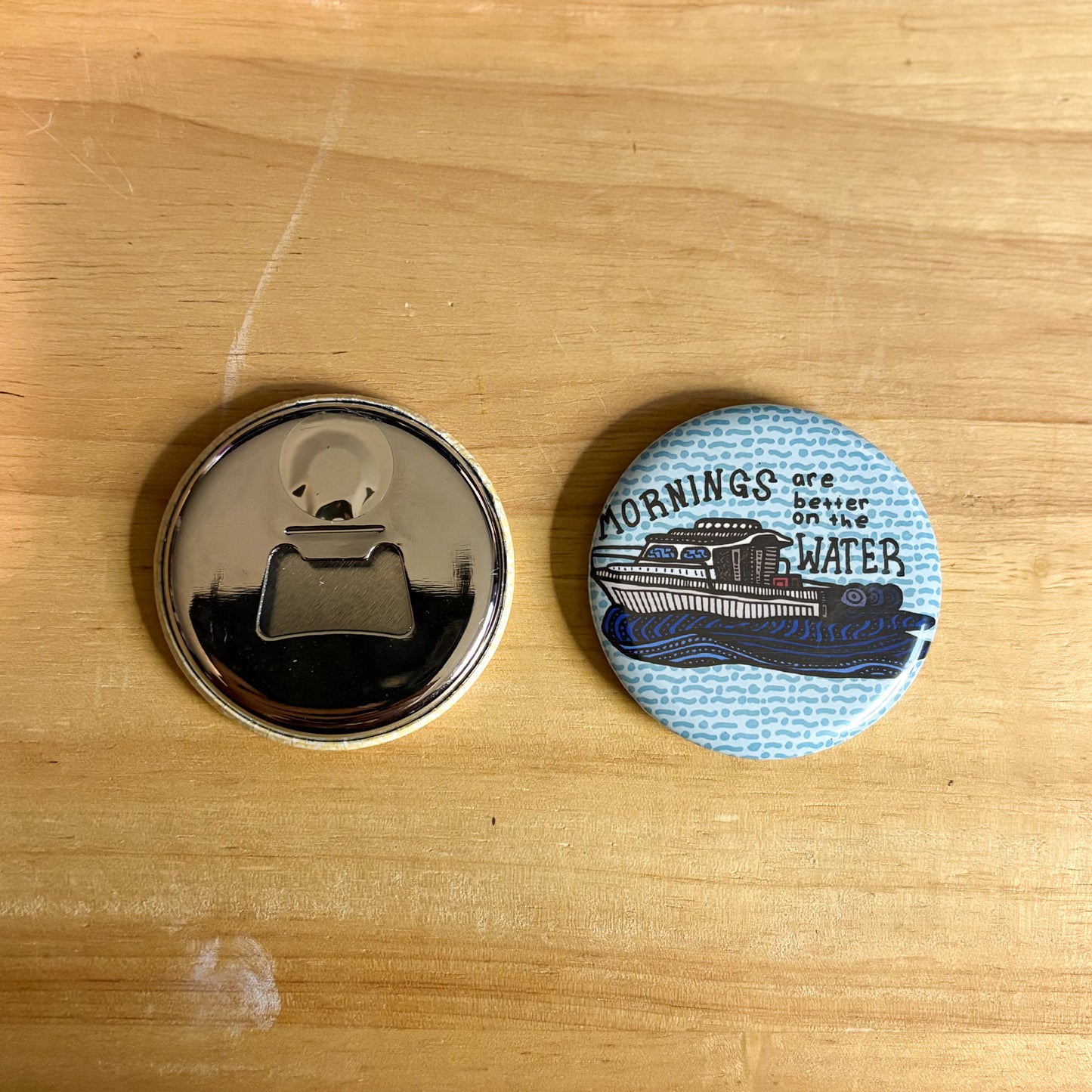 Mornings on the water Bottle Opener Magnet