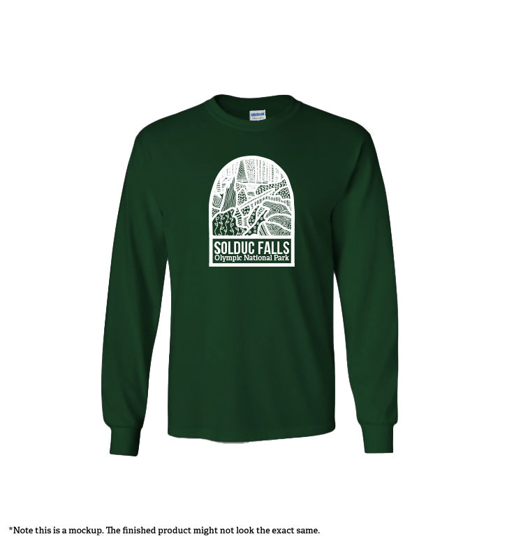 Sol Duc Falls - Gildan Cotton Long Sleeve Tshirt Wholesale
